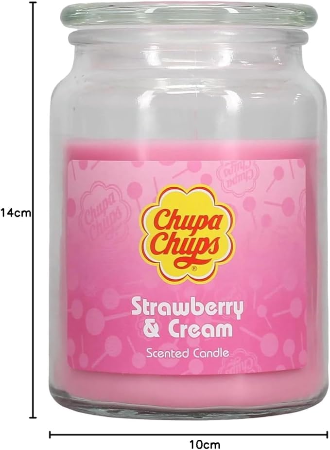 Chupa Chups Scented Jar Candle - Strawberry & Cream (510g)